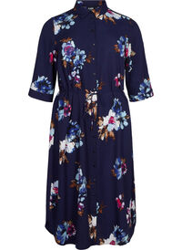 FLASH - Skjortekjole med blomstermønster