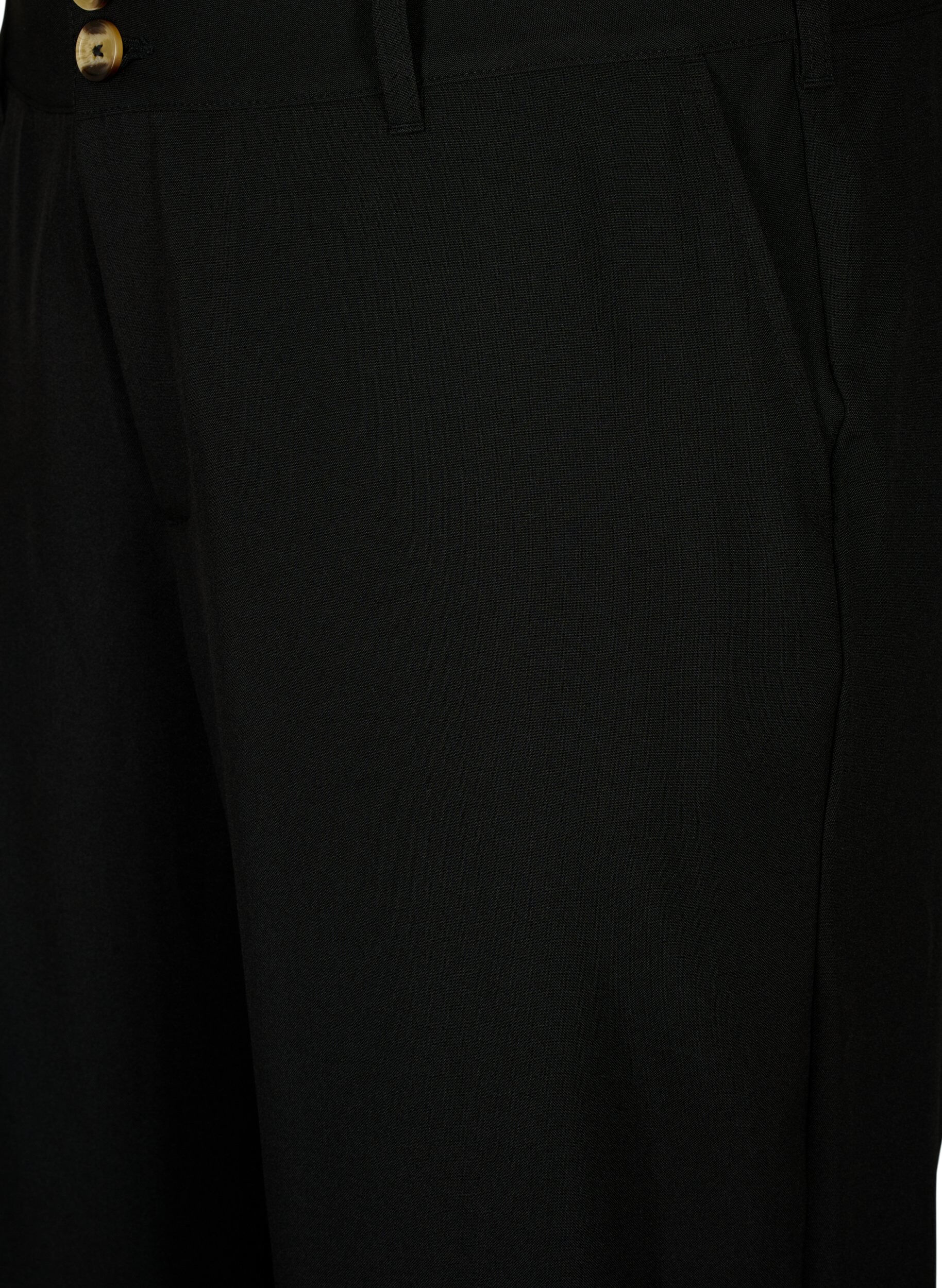 Zizzi Bukser med h&oslash;y midje og oppbrett, Black, Packshot image number 2