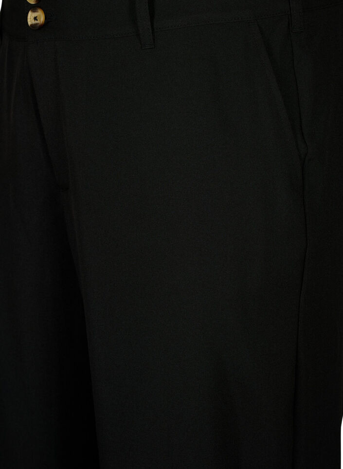 Bukser med høy midje og oppbrett, Black, Packshot image number 2