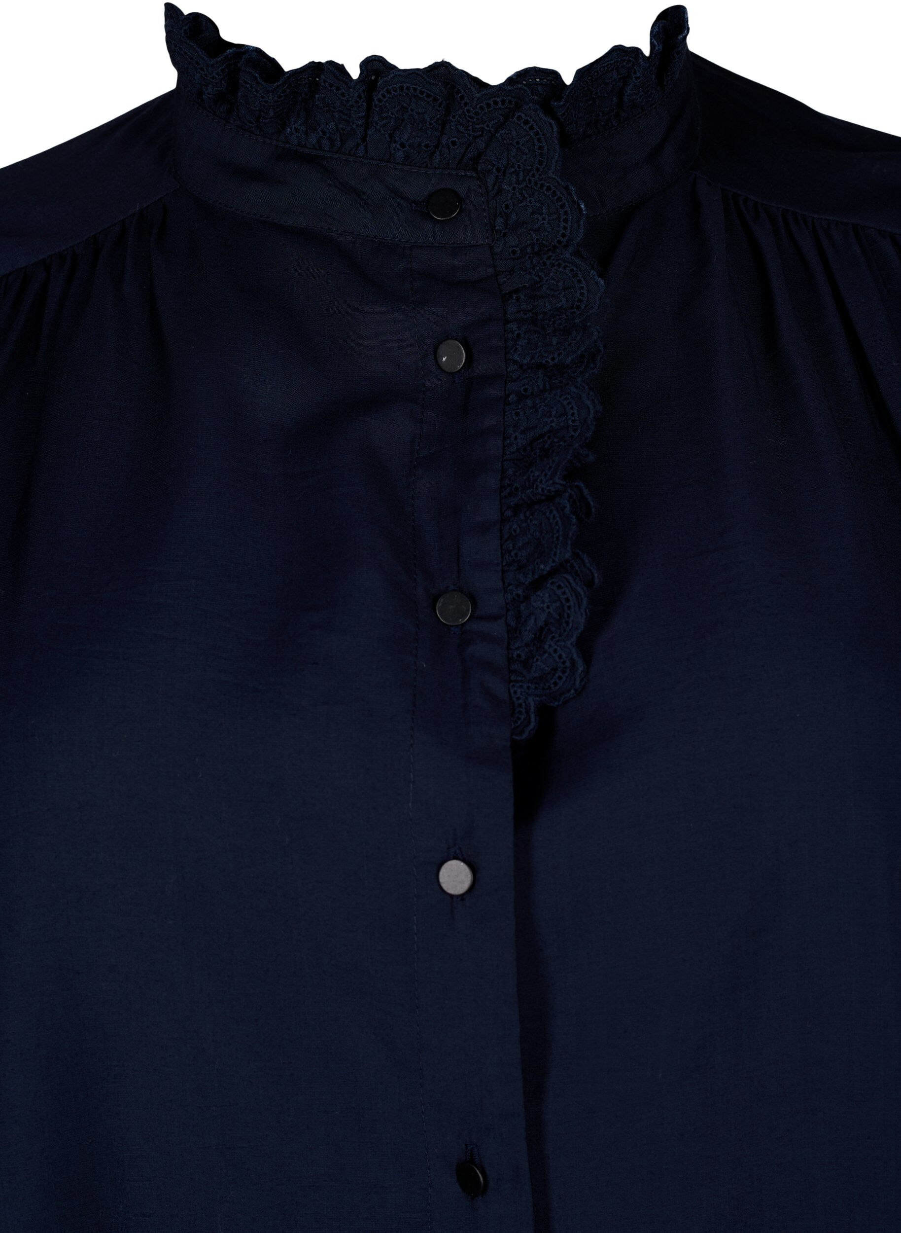 Zizzi Viscose skjorte Bluse med ruffles, Sky Captain, Packshot image number 2