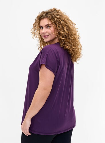 Løstsittende trenings-t-skjorte med v-hals, Purple Pennant, Model image number 1