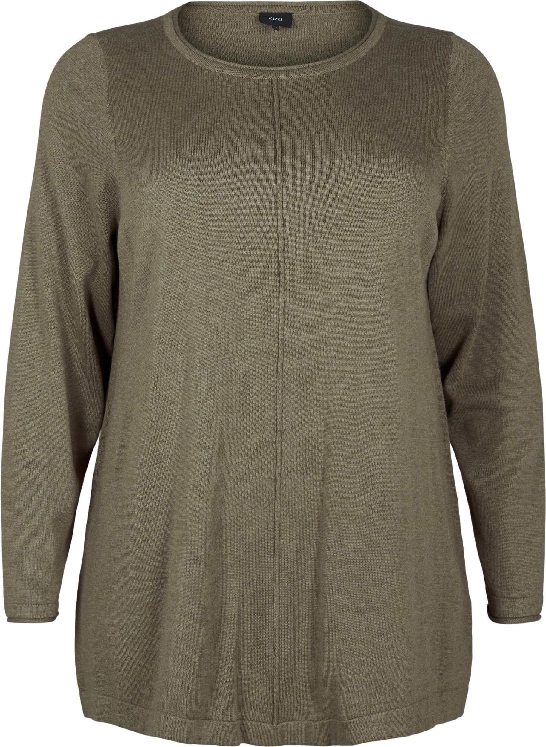 Strikket bluse i bomull og viskoseblanding