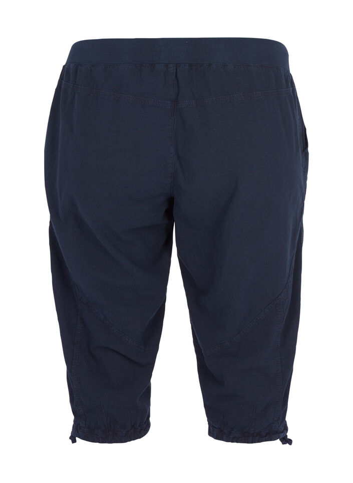 Løse capribukser i bomull, Blå, Packshot image number 1