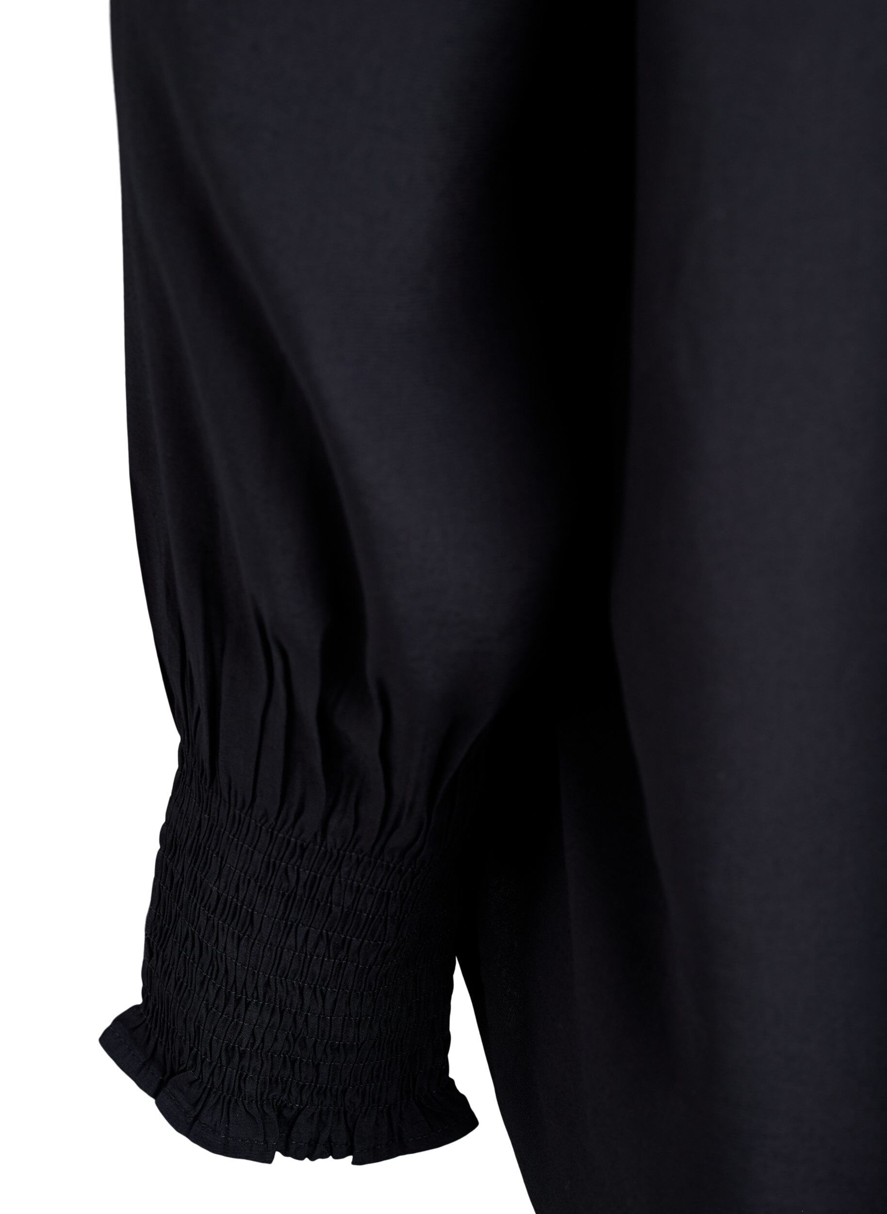 ZizziBluse med rysjekrage og rynking, Svart, Packshot image number 3