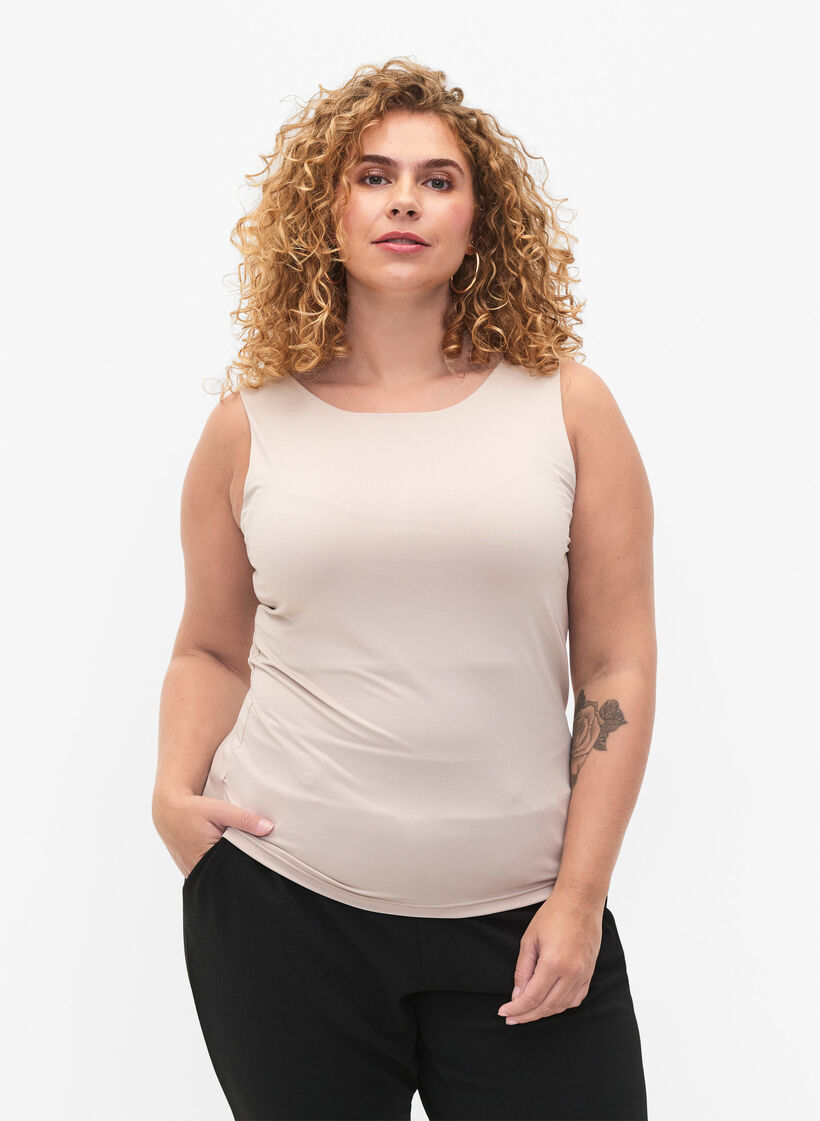 Vendbar topp i stretch, Silver Gray, Model image number 2