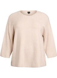 Løs strikk med 3/4-ermer, Beige
