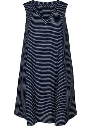 Kort stripete kjole med lommer, Night Sky, Packshot image number 0