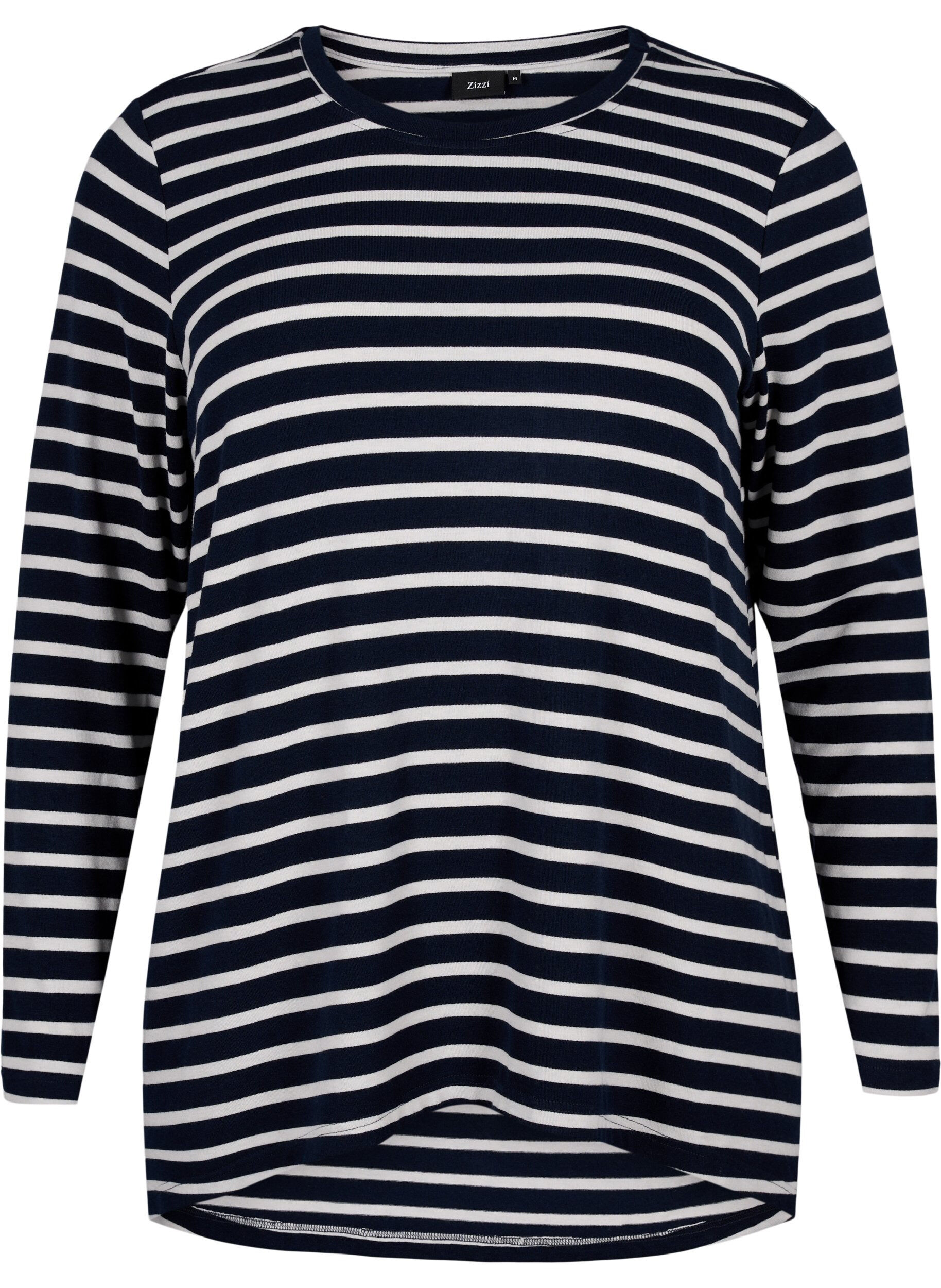 Zizzi Langermet bluse med striper, Evening Blue Stripe, Packshot image number 0