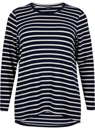 Langermet bluse med striper, Evening Blue Stripe