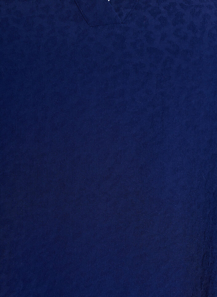 Bluse med korte volangermer og V-hals, Blå, Packshot image number 2