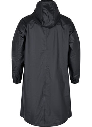 Zizzi Regnjakke med hette og knappelukking, Black, Packshot image number 1