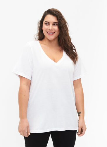FLASH - T-skjorter med V-hals, 2 stk., White/Black, Model image number 0