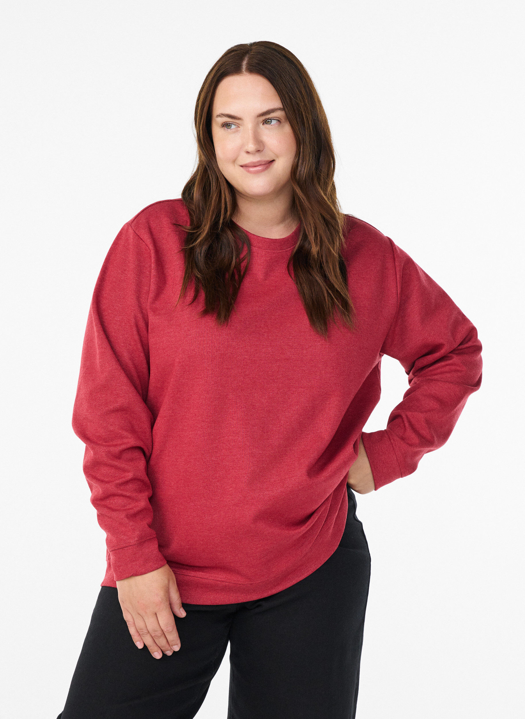 ZizziGenser med crewneck, R&oslash;d, Model image number 0