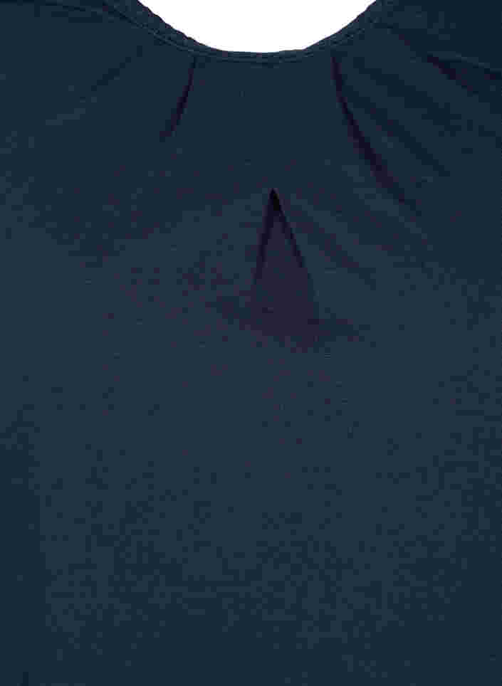 Ensfarget bluse med 3/4-ermer i bomull, Black Iris, Packshot image number 2
