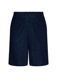 Bermudashorts med h&oslash;y midje og blonder, Bl&aring;