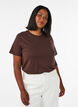 Basic T-skjorte i bomull med rund hals, Brun, Model image number 0