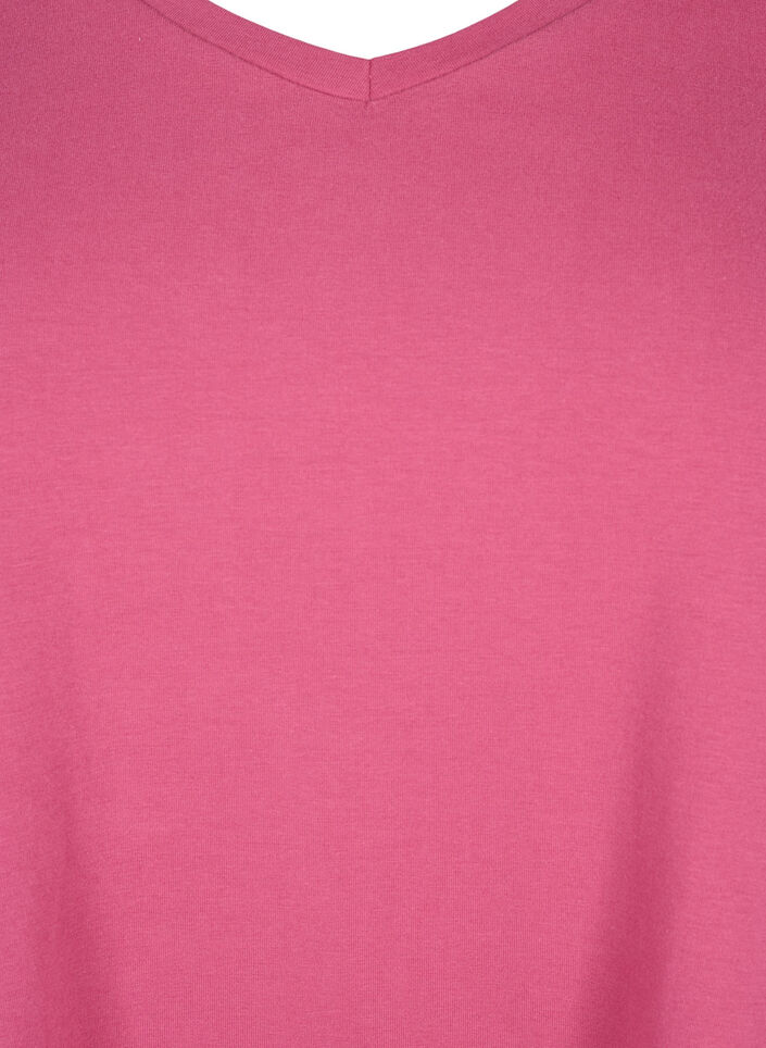 Ensfarget basic T-skjorte i bomull, R&oslash;d, Packshot image number 2