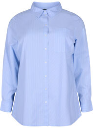 Skjorte i bomullsblanding, Blue w. White Stripe