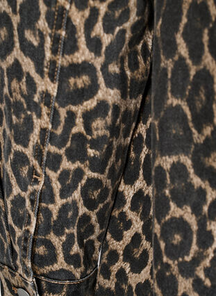 Zizzi Langermet denimkjole med sebratrykk, Brown Leo AOP, Packshot image number 3