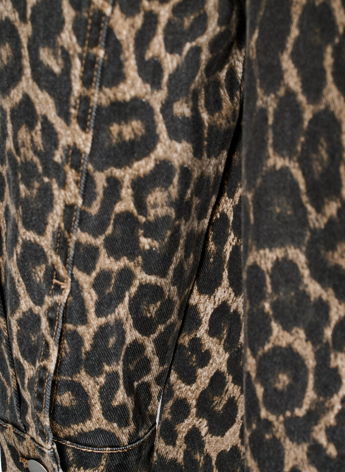 Langermet denimkjole med sebratrykk, Brown Leo AOP, Packshot image number 3