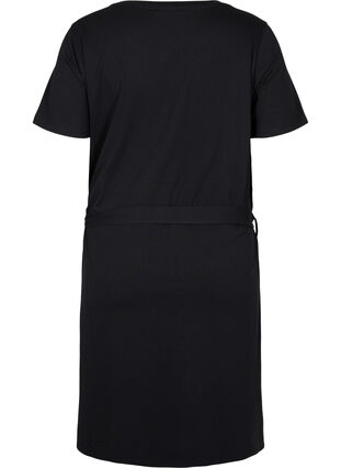 Kortermer kjole med midjebelte, Black, Packshot image number 1