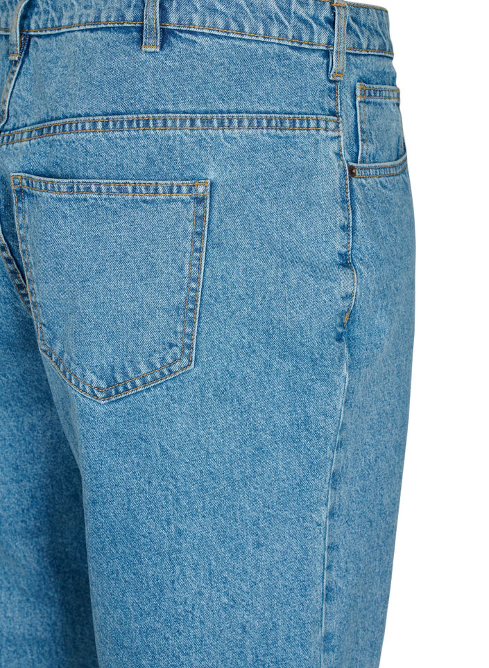Cropped Mille jeans med høyt liv, Light blue denim, Packshot image number 3