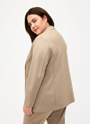 Zizzi Enkel blazer med knappelukking, Silver Mink, Model image number 1