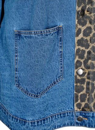 Zizzi Denimskjorte med leopardmønstrede detaljer, Blå, Packshot image number 2