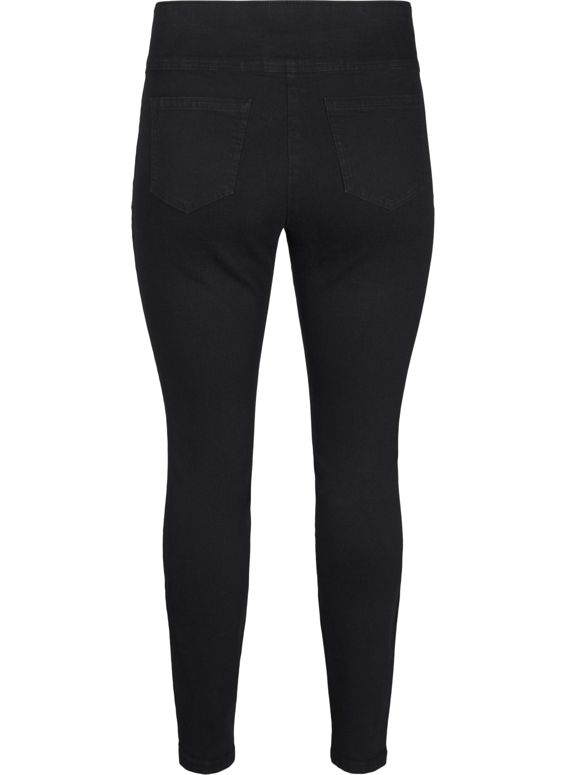 ZizziElastiske jeggings med h&oslash;y midje, Svart, Packshot image number 1
