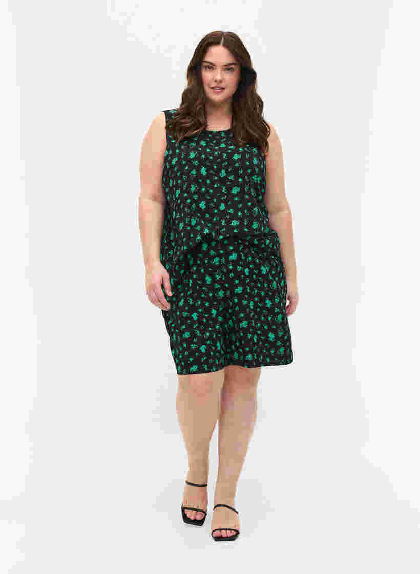 Mønstrete shorts med lommer, Green Flower AOP, Model image number 3