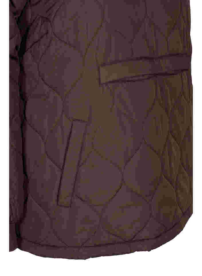Quiltet termoanorakk med hette, Black Coffee, Packshot image number 3