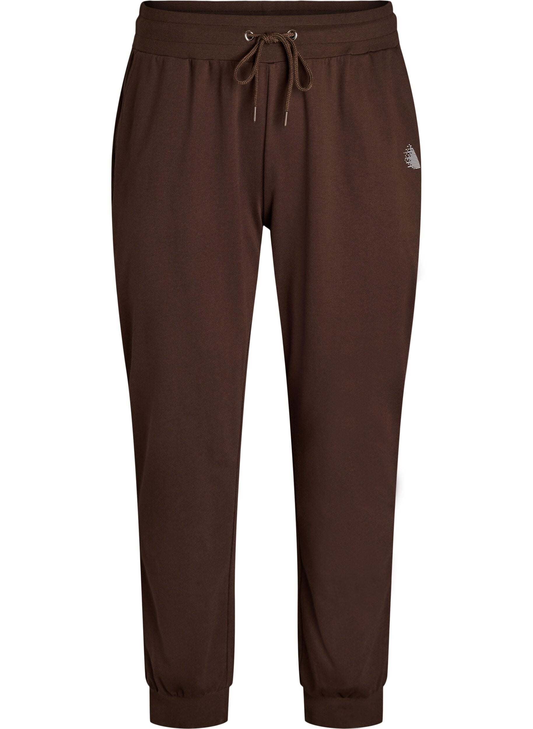 ZizziL&oslash;se joggebukser med lommer, Brun, Packshot image number 0