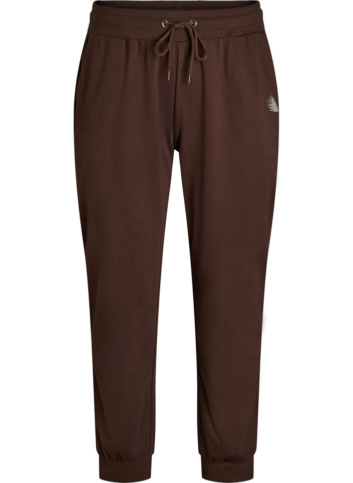 L&oslash;se joggebukser med lommer, Brun, Packshot image number 0