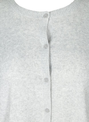 Kort melert strikket cardigan med knappelukking, Light Grey Melange, Packshot image number 2