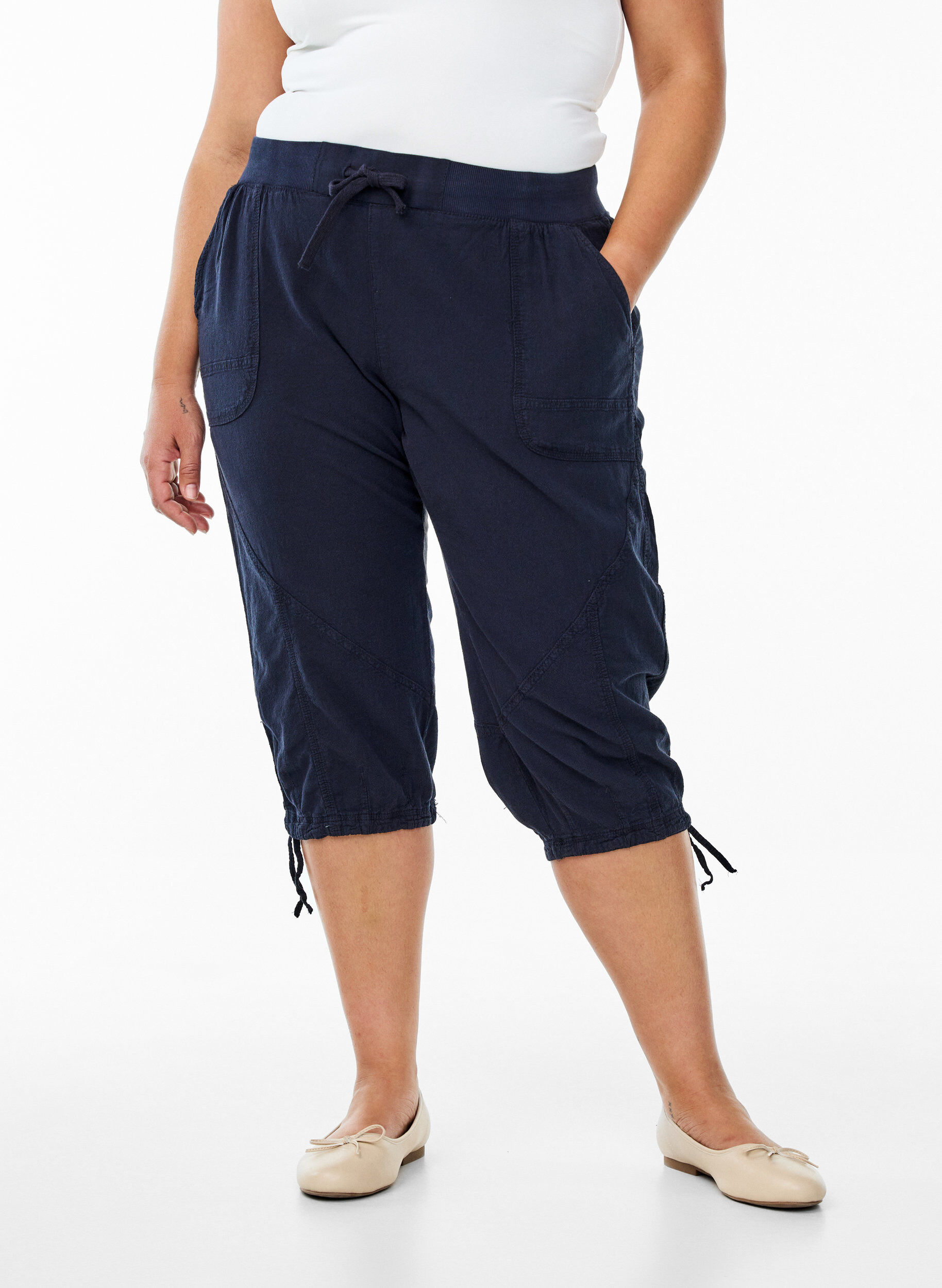 ZizziCapribukser i bomull, Bl&aring;, Model image number 2