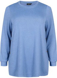 Melert bluse med knapper, Colony Blue Melange