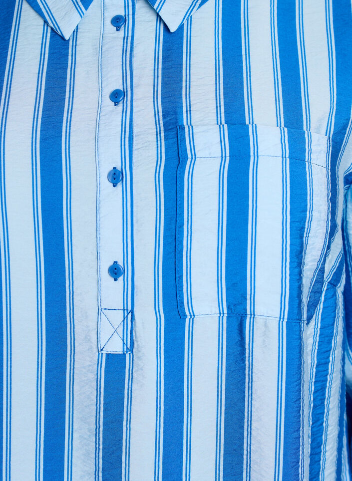 Kort kjole med krage og brystlomme, Bl&aring;, Packshot image number 2