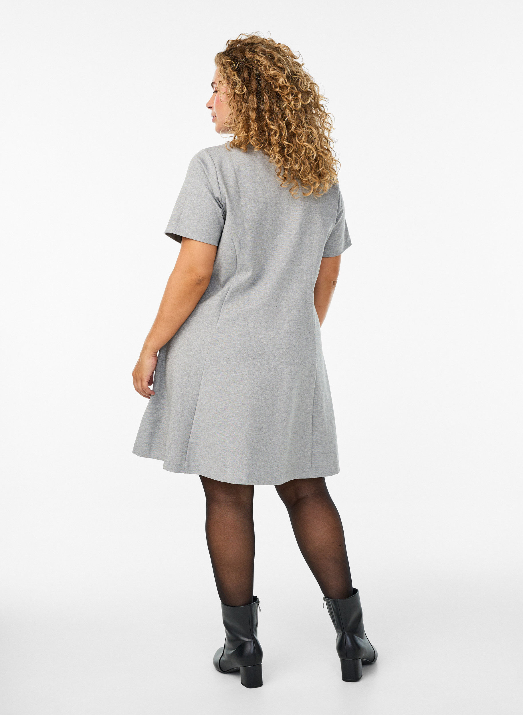 ZizziKort A-linje jersey kjole, Gr&aring;, Model image number 1
