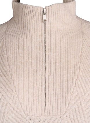Zizzi Strikket genser med høy hals og harlekintrykk, Beige, Packshot image number 2