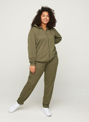Melerte sweatpants med lommer, Ivy green Melange, Model image number 1