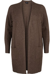 Ribbestrikket cardigan med lommer, Espresso Mel.