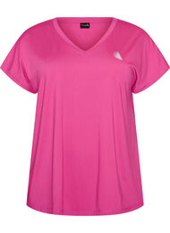 L&oslash;stsittende trenings-t-skjorte med v-hals, Rosa