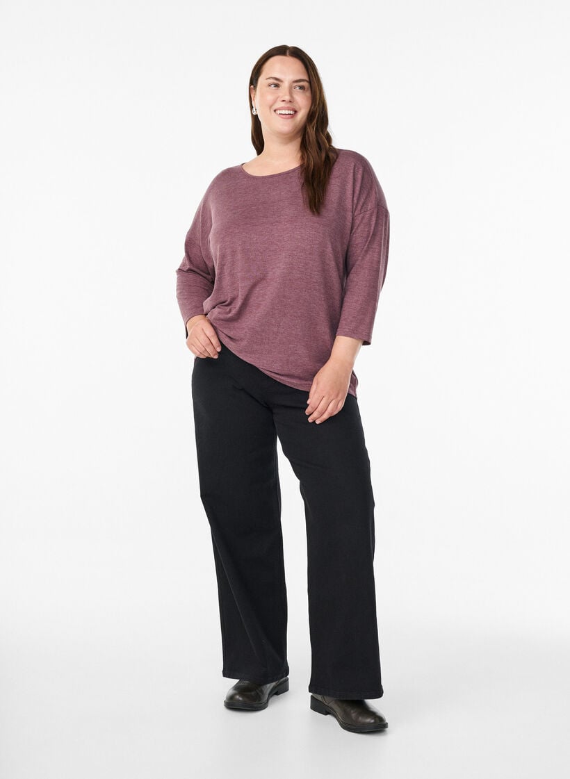 FLASH – Jersey bluse med 3/4 ermer, Rød, Model image number 1