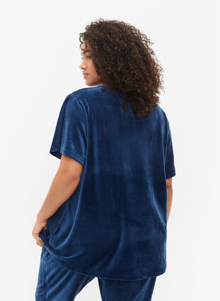 T-skjorte i velur, Insignia Blue, Model image number 1