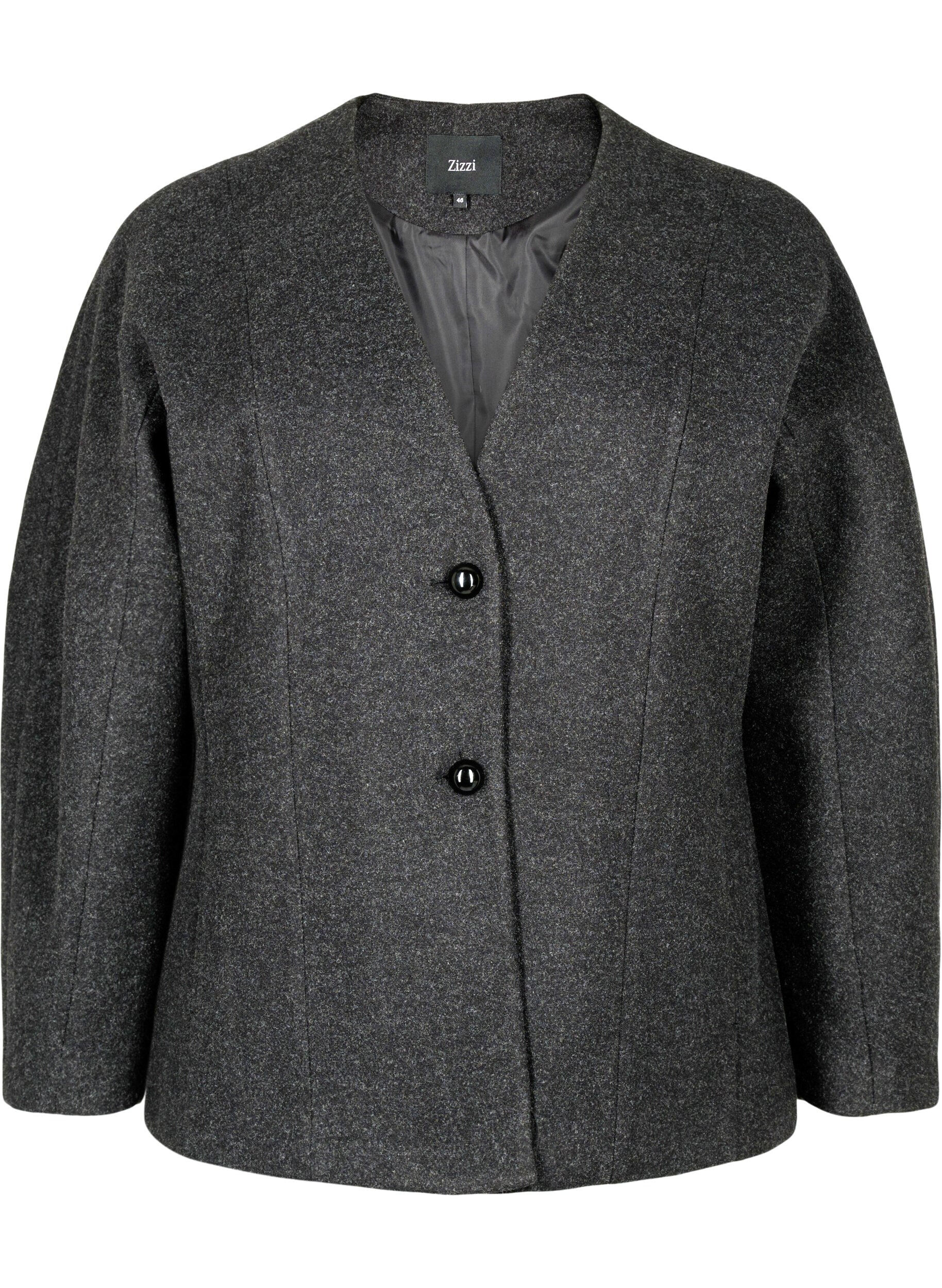 Zizzi Skreddersydd blazer, Dark Grey Melange, Packshot image number 0