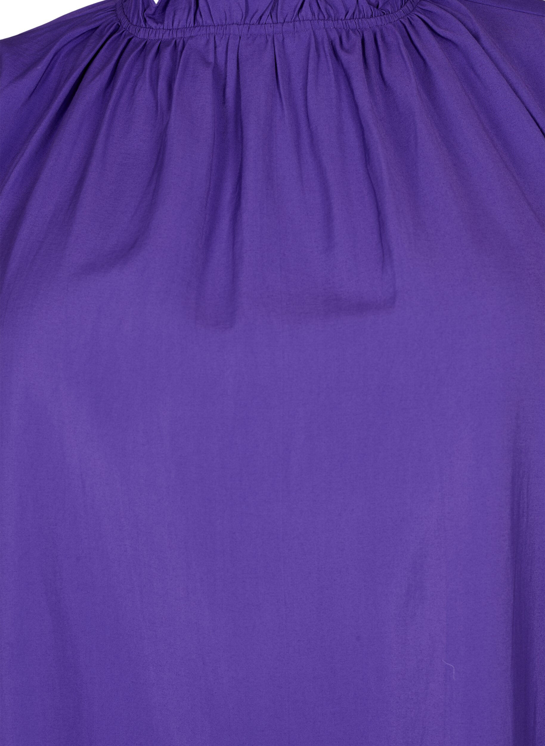 Zizzi Langermet bluse i viskose med volanger, Prism Violet, Packshot image number 2