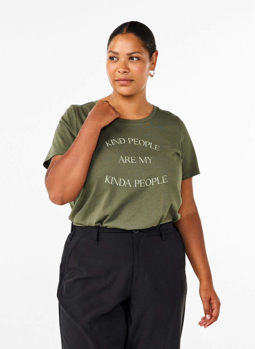 T-skjorte med motiv, Thyme w. Kind People, Model image number 0