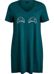 Nattkjole i &oslash;kologisk bomull med V-hals, Gr&oslash;nn