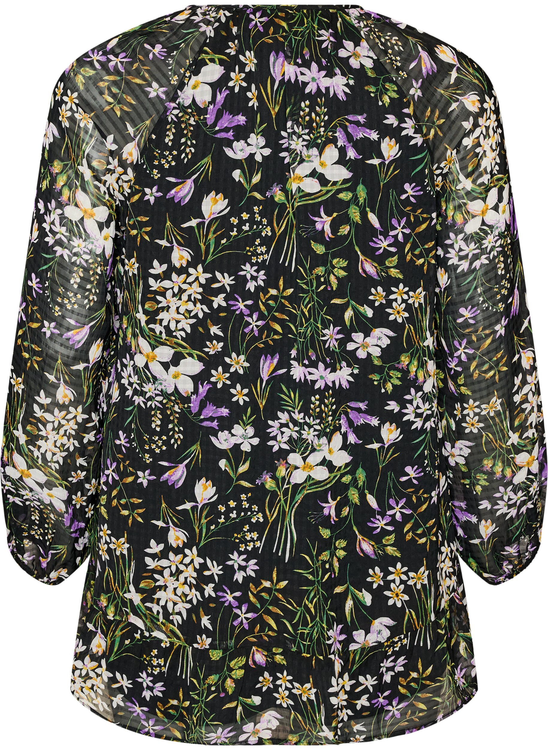 ZizziA-linjeformet tunika med blomsterprint, Svart, Packshot image number 1