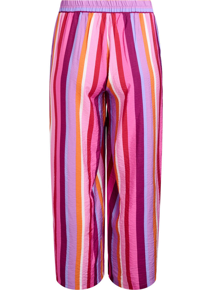 Bukse i viskose med striper og ledig passform, Rosa, Packshot image number 1